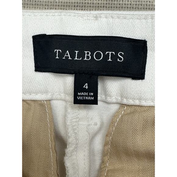 Talbots White Cotton Blend Stretch Pants Button Front Pocket Design Size 4 EUC - Picture 6 of 14